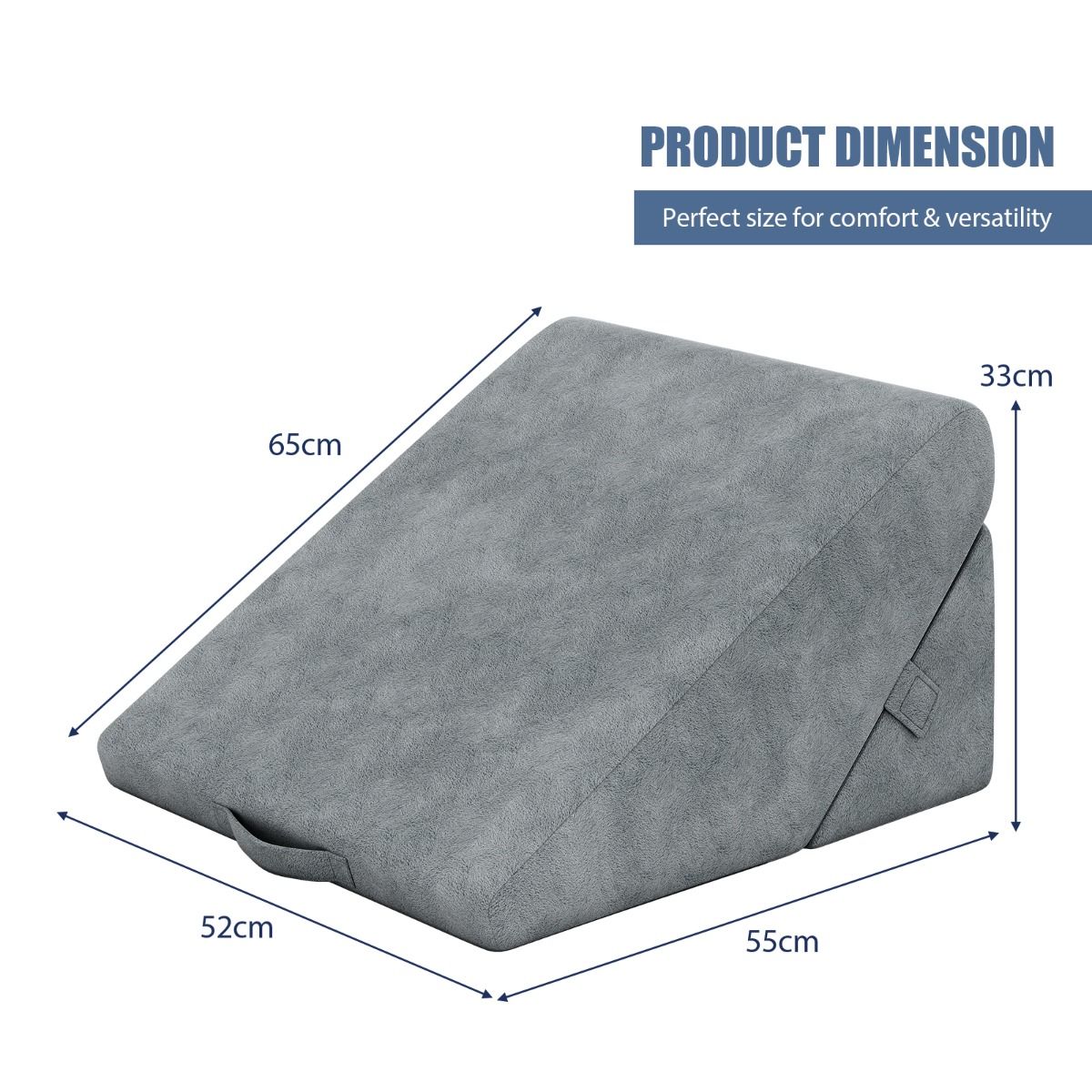 Coast Bedwigkussen - Verstelbaar - Traagschuim en spons - Grijs - 55 x 52 x 33 cm