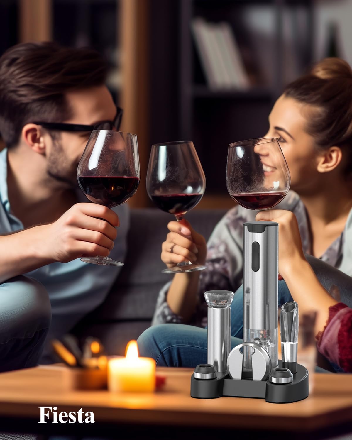 Circle Joy Elektrische wijnopenerset - Oplaadbaar met laadstation - Zilver