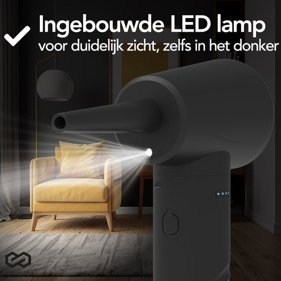 Infinity Goods 4-in-1 Luchtblazer - Perslucht - 53K RPM - Blazen En Zuigen - Gecomprimeerde Lucht - Draadloos En Oplaadbaar - Zwart