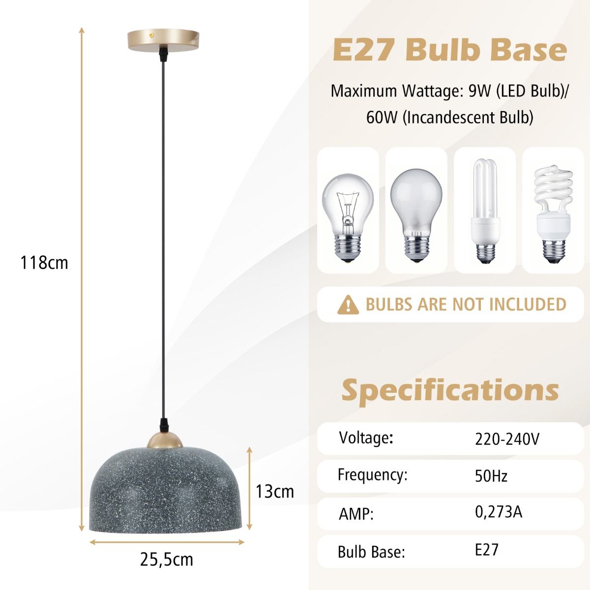 Coast Hanglamp - verstelbare ophangkabel - moderne kroonluchter - grijs - 25,5 x 118 cm