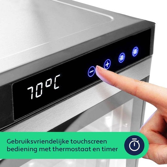 Vita5 Nobel Pro 6 Voedseldroger - Dehydrator 6 Laags - Droogoven RVS - 24-Uurs Timer - Led-bedieningspaneel - 650 Watt