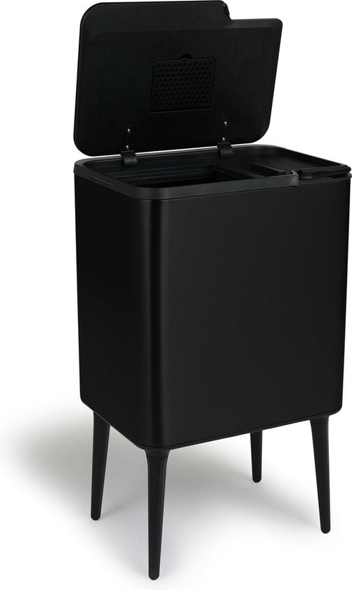 Umuzi Cleaning Push bin Prullenbak - 36 liter - Mat Zwart - 48 x 38 x 54,5 cm