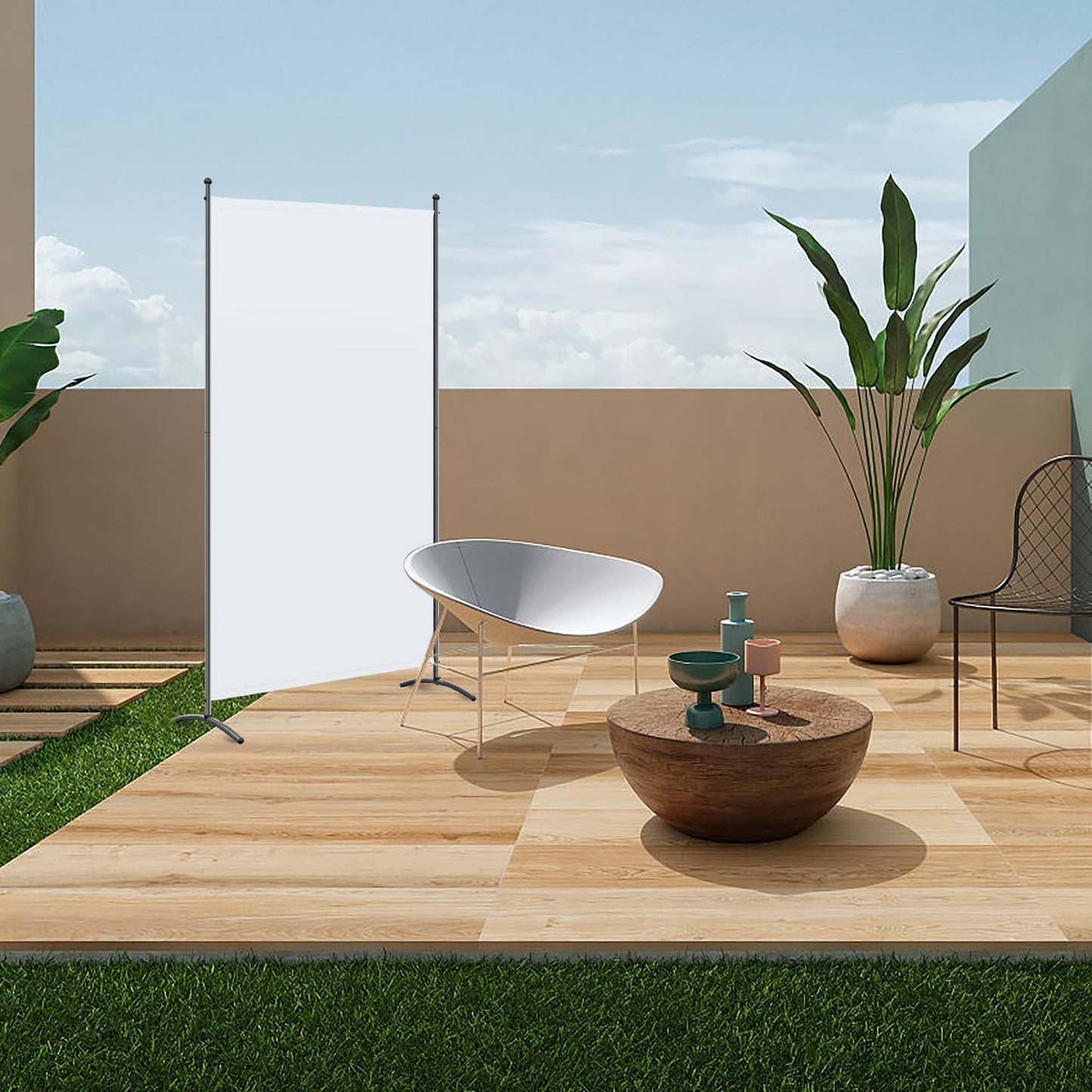 Angel Living Paravent - 1-delig - 80x180 cm - Opvouwbaar - Staal & 160 g/m² Polyester - Ruimteverdeler & Inkijkbescherming - Wit