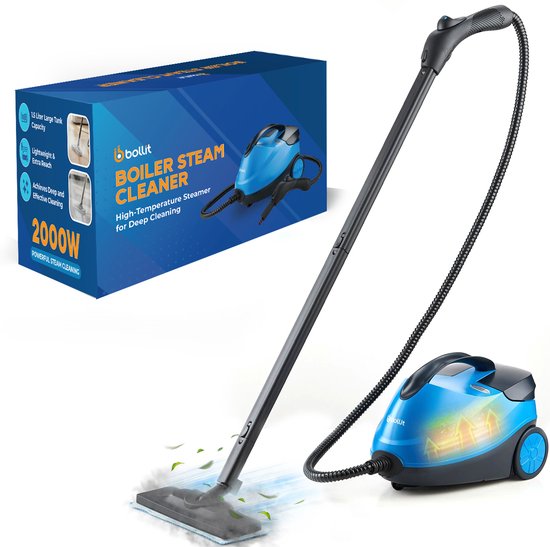 BOLLIT Stoomreiniger PRO 2000W – Handstomer en Tapijtreiniger – 20 Accessoires – 140°C Dieptereiniging – 3.5 Bar Stoomdruk – Reinigingsmachine - Voor Vloer, Bank, Badkamer & Tapijt - Stoomreiniger vloer