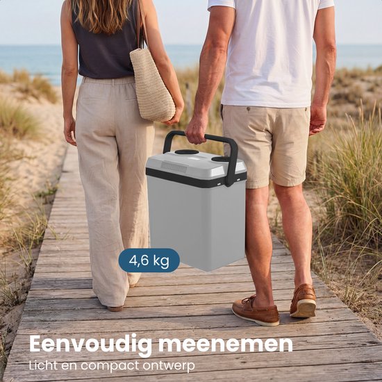 Auronic Koelbox Elektrisch 12V en 230 volt - 25L - Camping Koelkast - Auto - Koelen en Verwarmen - Frigobox - Lichtgrijs