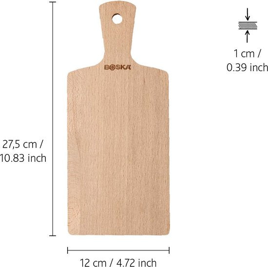 Boska Serveerplank Geneva S - Met handgreep - Europees beukenhout - Bruin - Borrelplank - 27,5 cm