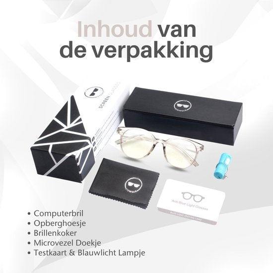 LC Eyewear Beeldschermbril - Blauw Licht Bril - Incl. Brillenkoker - Unisex - Transparant