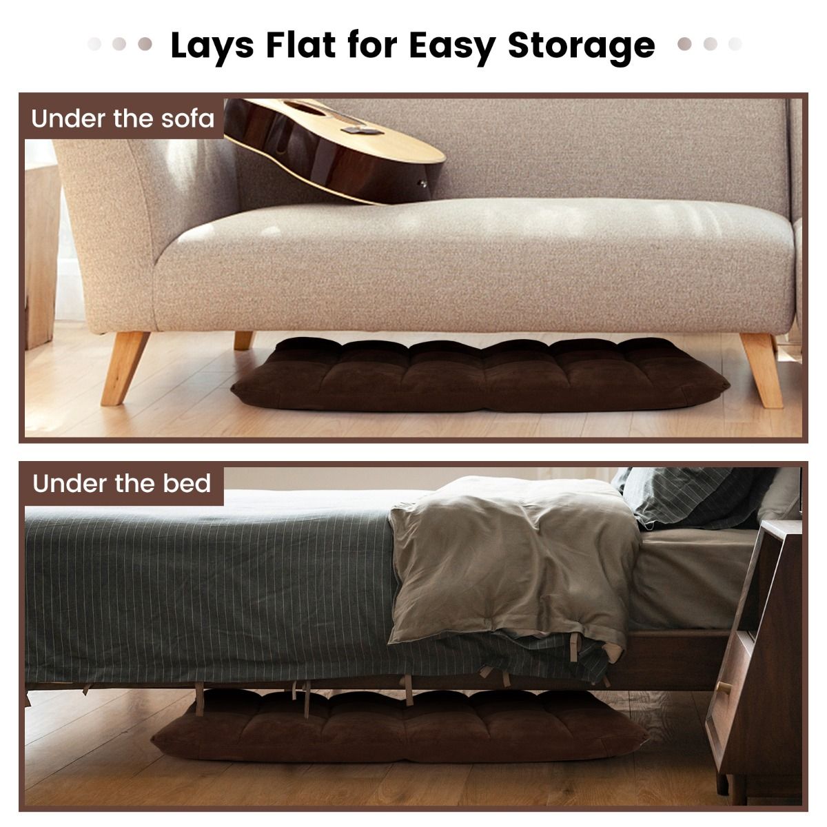 Coast Vloerstoel met Verstelbare rugleuning - Max. 90 kg - 105 x 56 x 15 cm - Bruin