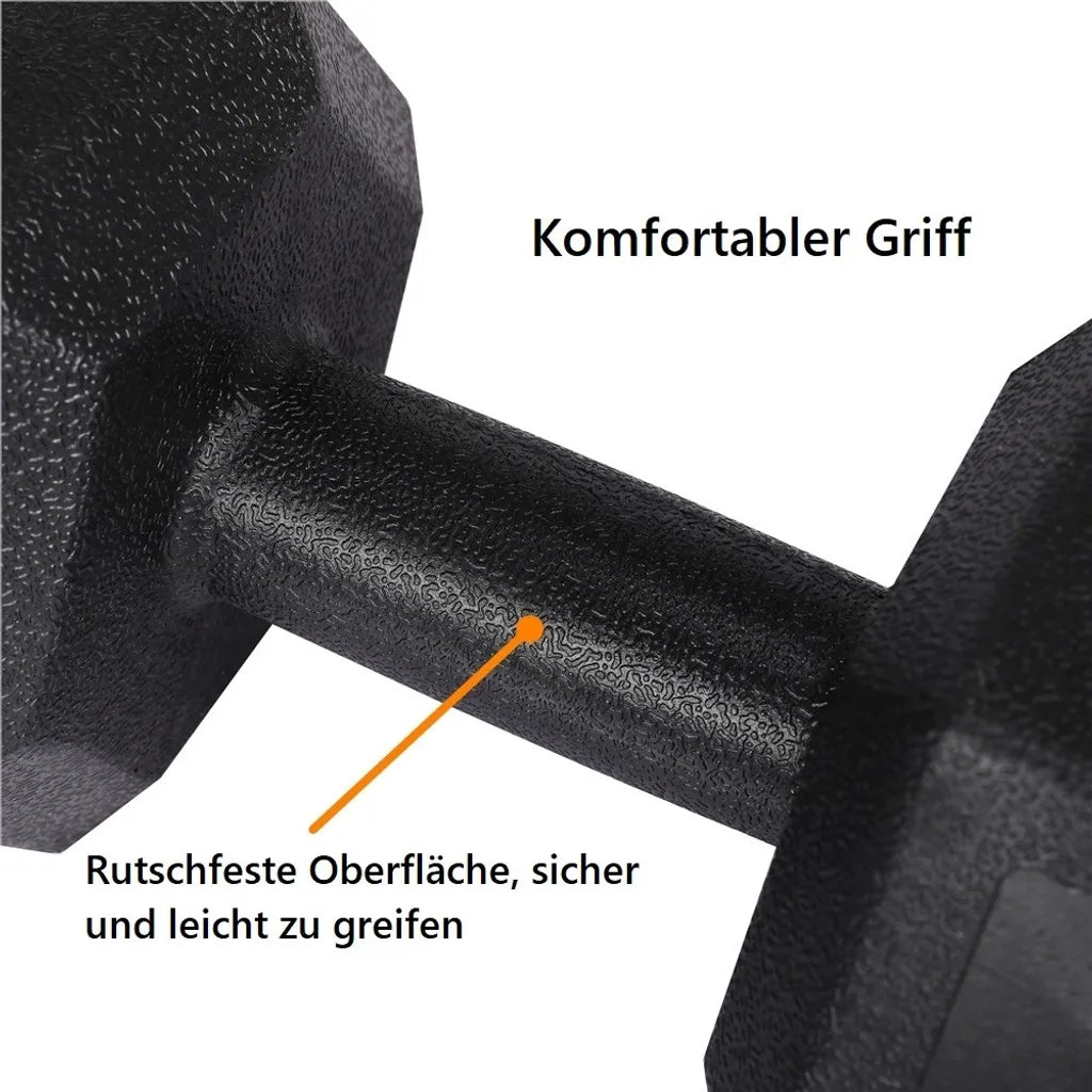 Yaheetech Hexagon Dumbbellset 2 x 4 kg - Zwart - Antislip PVC Halters voor Krachttraining