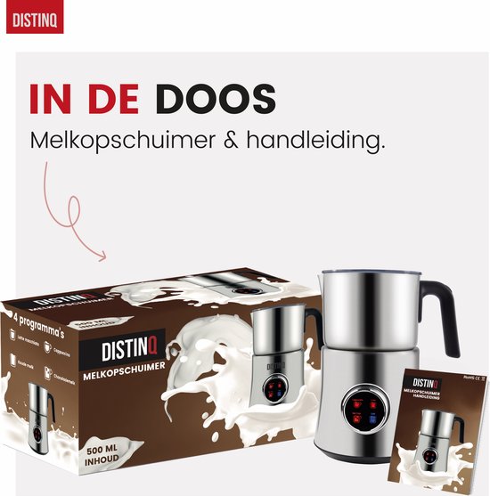 DistinQ® Melkopschuimer – Inductiemelkopschuimer Elektrisch met Display – Elektrische Melkopschuimer vaatwasserbestendig - Voor Opschuimen en Verwarmen