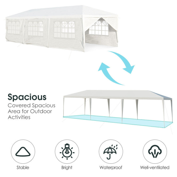 Coast Partytent - Paviljoen - 8 Zijwanden - Waterdicht - 300 x 900 cm - Wit