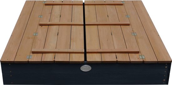 AXI Ella XL Houten Zandbak in Antraciet/Bruin- Met Zitbankjes en Deksel - FSC hout - 120x120x20cm - Zandbak voor kinderen