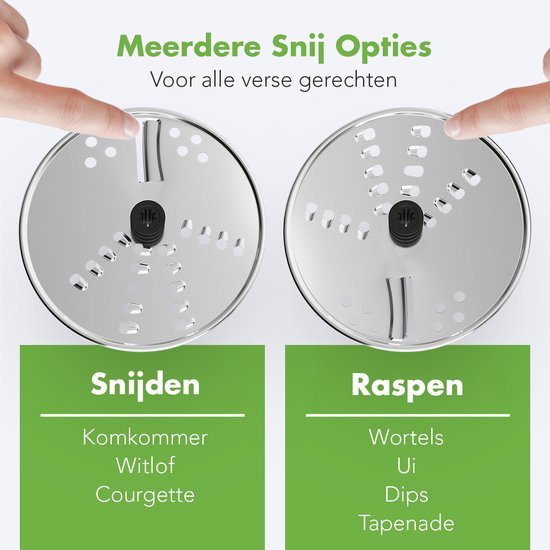 KitchenBrothers Foodprocessor - 5 in 1 Multifunctioneel Model - Hakmolen - Groentesnijder - BPA Vrij - 0,5L - Keukenmachine - Uiensnijder - RVS