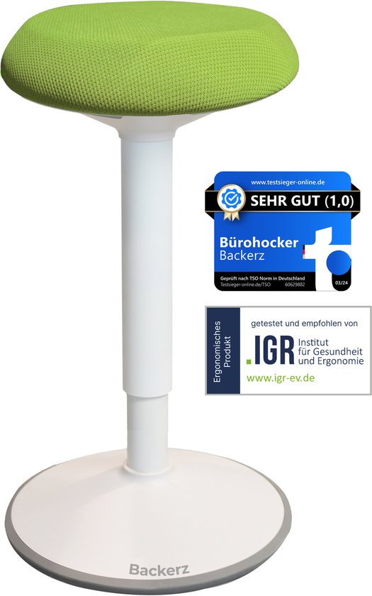 Backerz Wiebelkruk - Ergonomische Wiebel Stoel hoogte 40-60cm - Balanskruk - Zit Sta kruk - Zadelkruk Groen