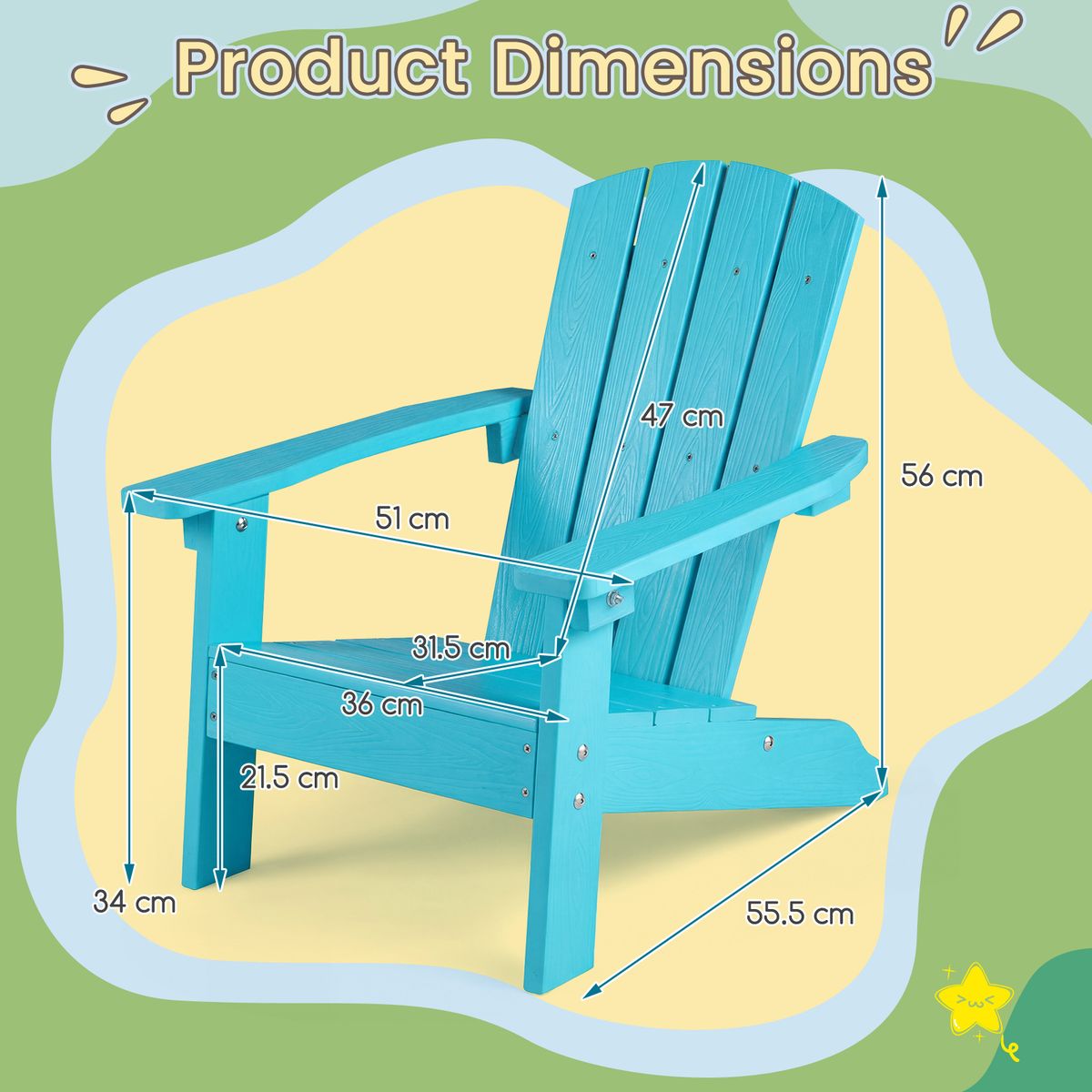 Coast Kinder Adirondack Tuinstoel - ergonomische rugleuning - weerbestendig HDPE - bruin