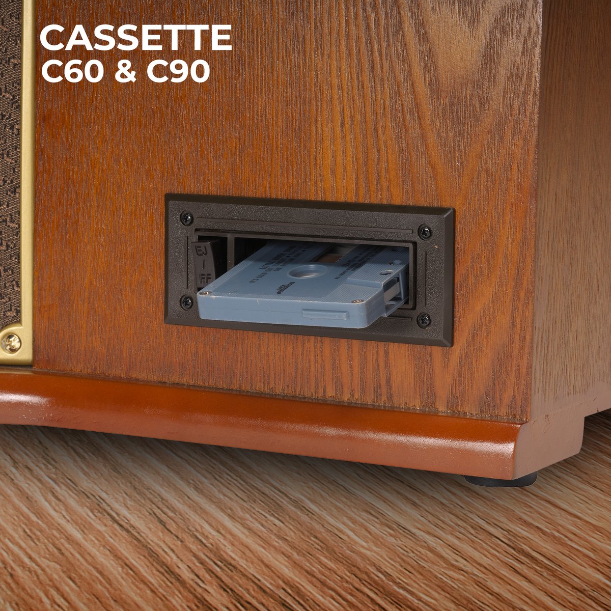 Denver Retro Platenspeler MRD51 - Hout - 24x22x12 cm - Ingebouwde Speakers & Versterker - DAB Radio - CD & Cassette
