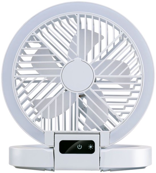 Lifetime Air Tafelventilator Oplaadbaar - Mini USB Ventilator 1200mAh - 5 Snelheden En LED Display - 21x20,5x23cm - Wit