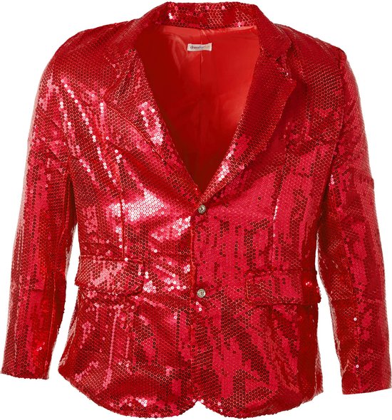 dressforfun - Paillettenjas heren rood L - verkleedkleding kostuum halloween verkleden feestkleding carnavalskleding carnaval feestkledij partykleding - 303948