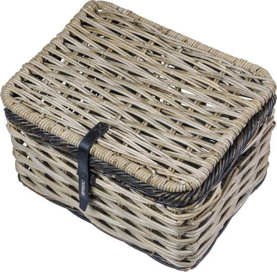 Fietsmand Basil Dijon L met deksel 36 x 49 x 30 cm - grijs/zwart