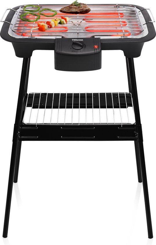 Tristar BQ-2883 Elektrische BBQ met Onderstel – Staande & Tafelbarbecue – 2000W – Zwart - Perfect voor Balkon of Camping