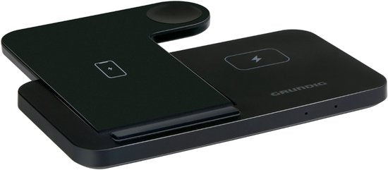 Grundig 3-in-1 Draadloze Oplader – Snellader Oplaadstation voor Smartphone, Smartwatch, Oortjes - Draadloze Oplader iPhone en Samsung - Wireless Charger – Opvouwbaar Design