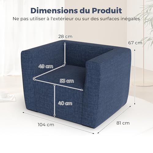 Coast Opblaasbare Fauteuil - Afneembare Hoes - Blauw - 81x104x67 cm