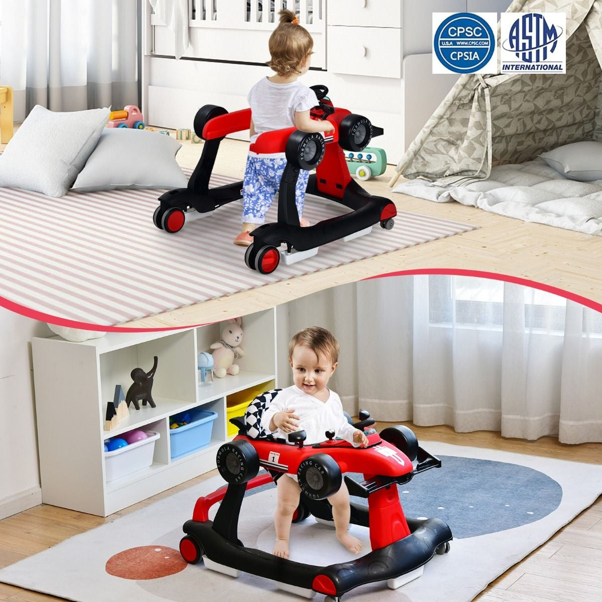 Coast Loopwagen - 4-in-1 - Max. 15 - Rood / Zwart