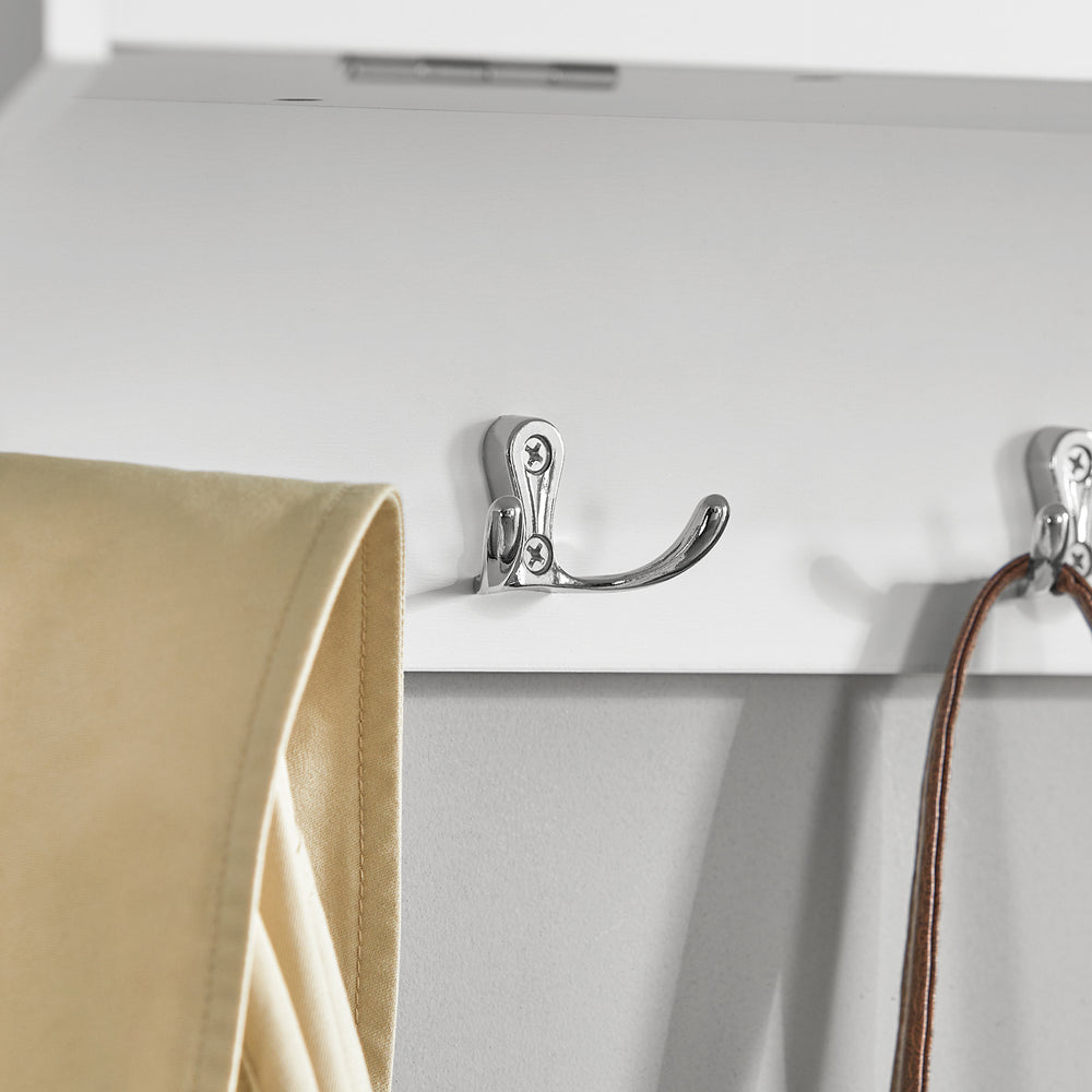 SoBuy Wandkapstok met 2 deuren en 5 dubbele haken - 78x20x30 cm - Max. 25KG - Wit