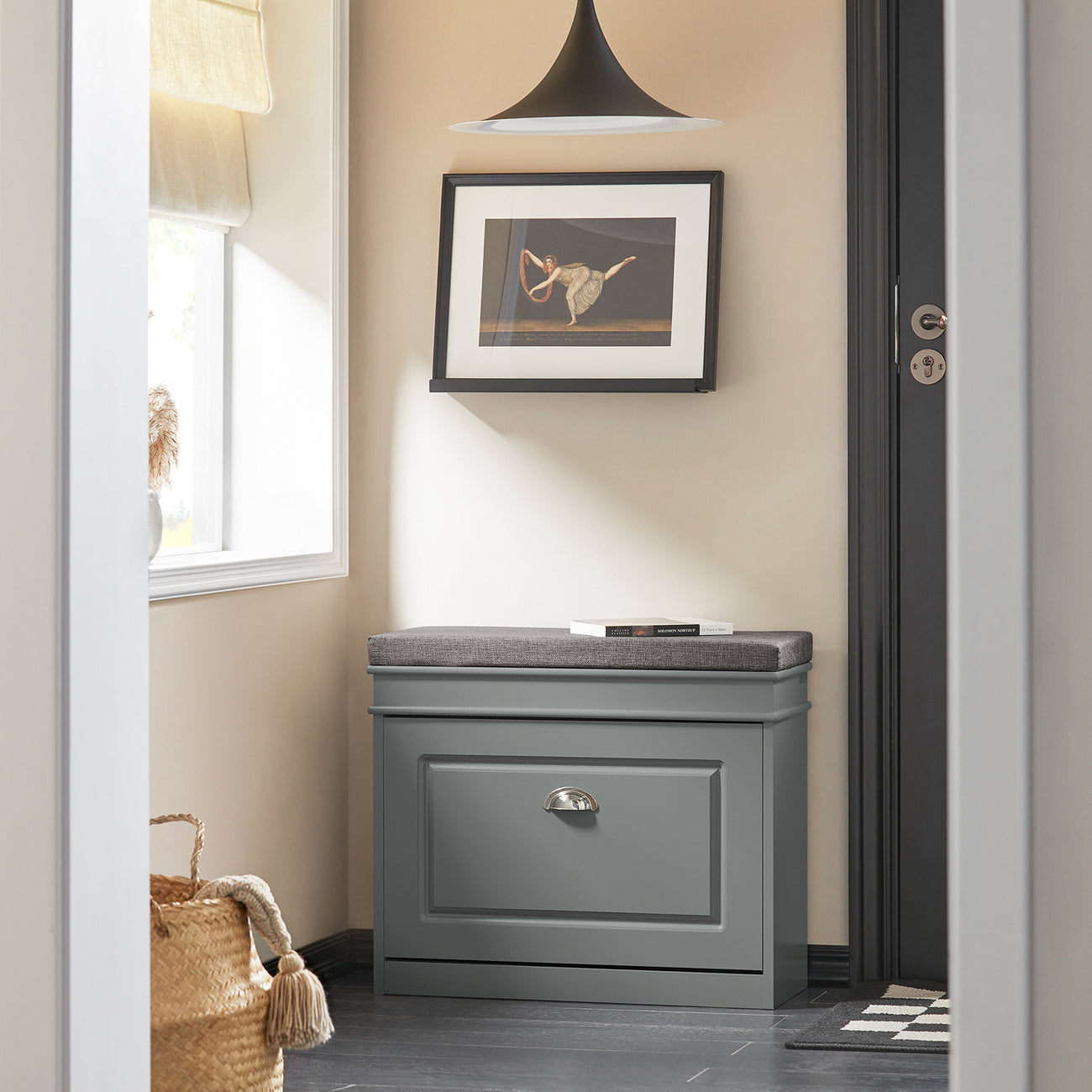 SoBuy Schoenenkast met Zitvlak - 61 x 24 x 51 cm - Grijs