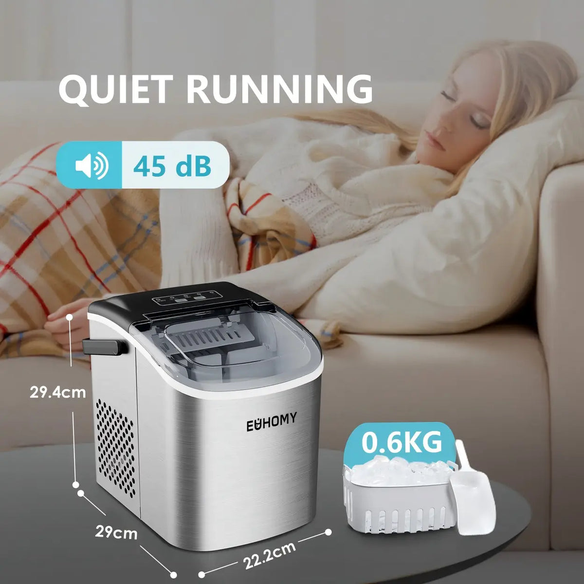 Euhomy IJsblokjesmachine Compact - 9 IJsblokjes in 6 Minuten - 12 kg per 24 uur
