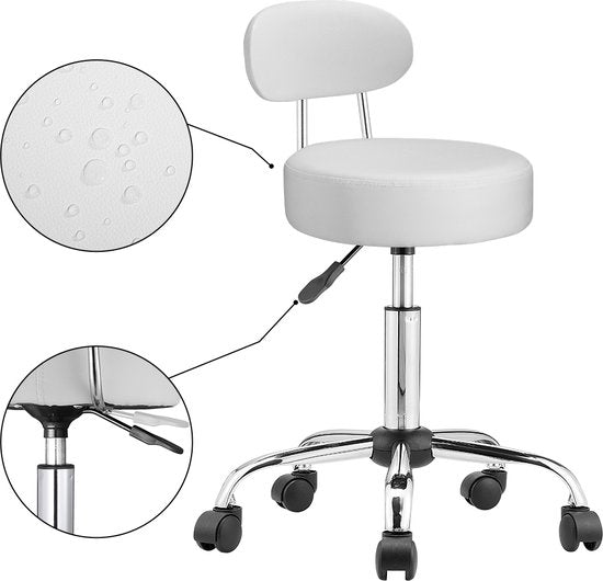 Casaria Draaikruk met Rugleuning - 360°/Hoogte Verstelbaar - Wit