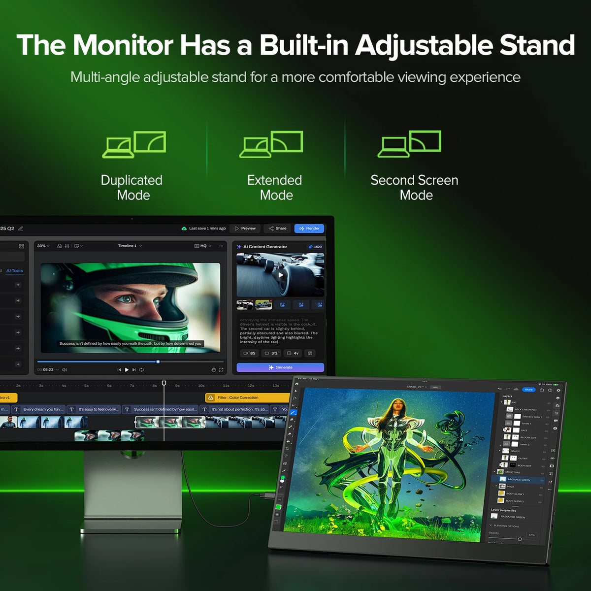 UPERFECT Draagbare 15,6 inch Full HD USB-C-monitor met touchscreen, verstelbare standaard en luidsprekers