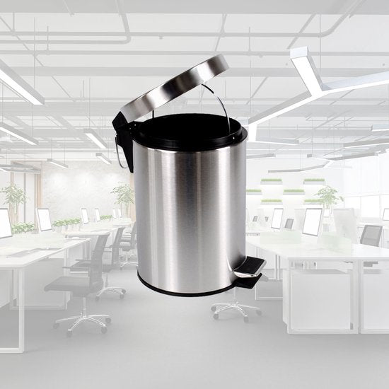 BRASQ Pedaalemmer 12 Liter - RVS - PB112 - Prullenbak met uitneembare Pedaalemmer - Prullenbak - Vuilnisbak - Vuilbak - Afvalbak - Badkamer of toilet