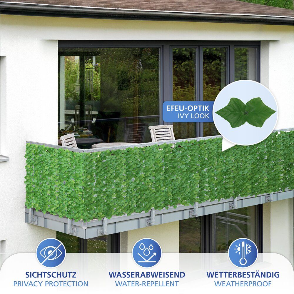 WENKO Ivy Klimop Zichtscherm Groen - 3 x 1 m - Kunststof