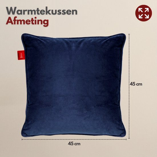 Coozie Oplaadbaar Warmtekussen – Draadloos & Bedraad – 45–65°C – Velvet – 45 x 45 cm – Donkerblauw – Elektrisch Kussen – Incl. Powerbank – Tot 8 uur warmte