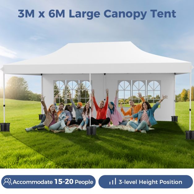 Coast Partytent - Paviljoen - Pop-up - Opvouwbaar - Met Zijwanden - Waterdicht - Met Draagtas - 300 x 600 cm – Wit