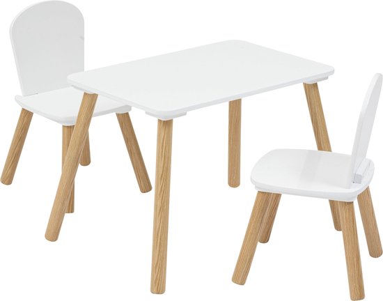 Atmosphera Kids Set Tekentafel/Kindertafel + Kinderstoelen - 58x38x43cm - Wit