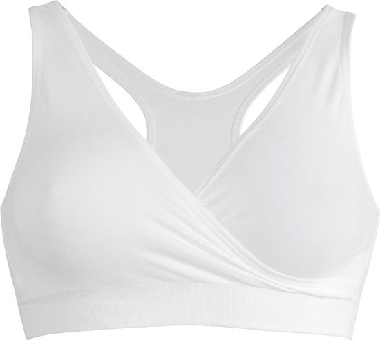 Medela Keep Cool Sleep bh - Naadloze slaapbh - Zwangerschapsbh - Voedingsbh met 2 ademende zones - Soft Touchmateriaal - Wit - Maat S