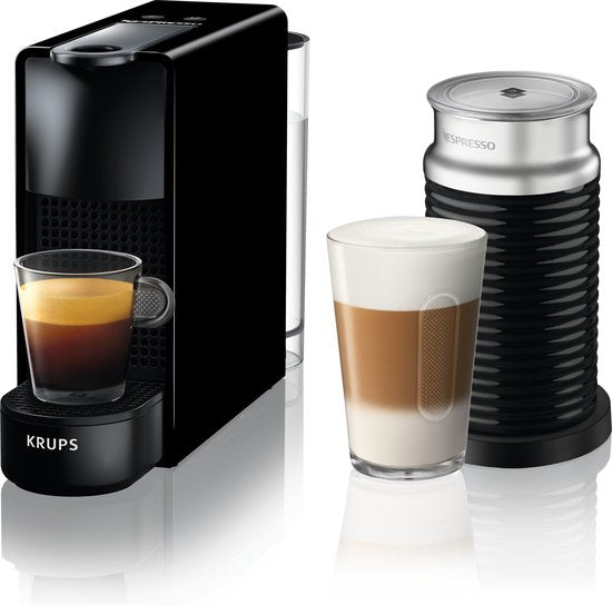 Krups Nespresso Essenza Mini XN1118 - Koffiecupmachine - Zwart - Met Melkopschuimer - Compact - Voor Nespresso Cups