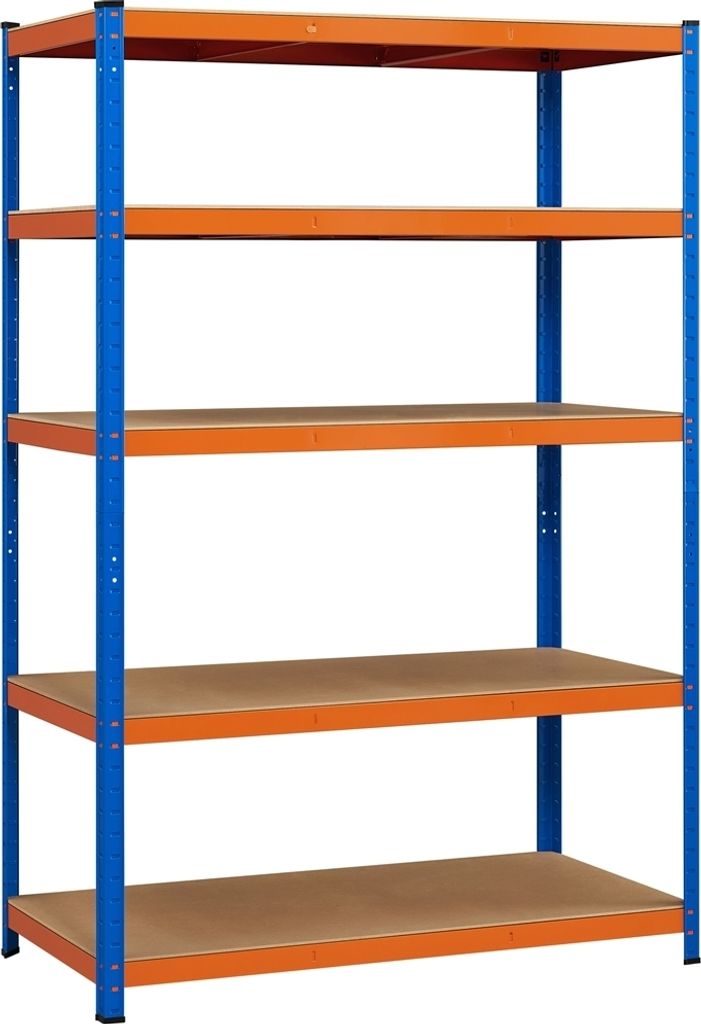 Yaheetech Zware opbergstelling - 5 legplanken - Tot 875 kg - Blauw/Oranje - 120 x 60 x 180 cm