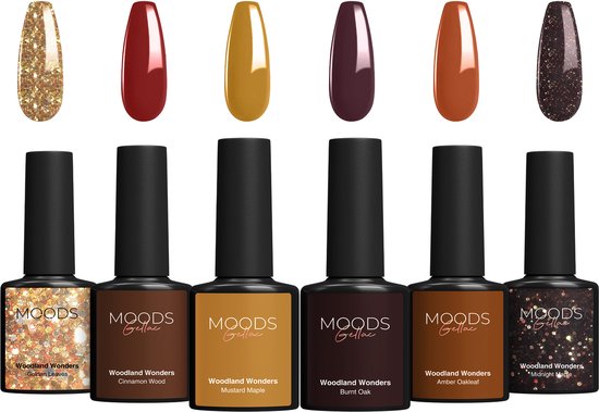 Moods Gellac 6-delige Set - Gellak Starterspakket - Gel Nagellak - 8ML - Woodland Wonders - Gellac - Nagels - Chique Kleuren