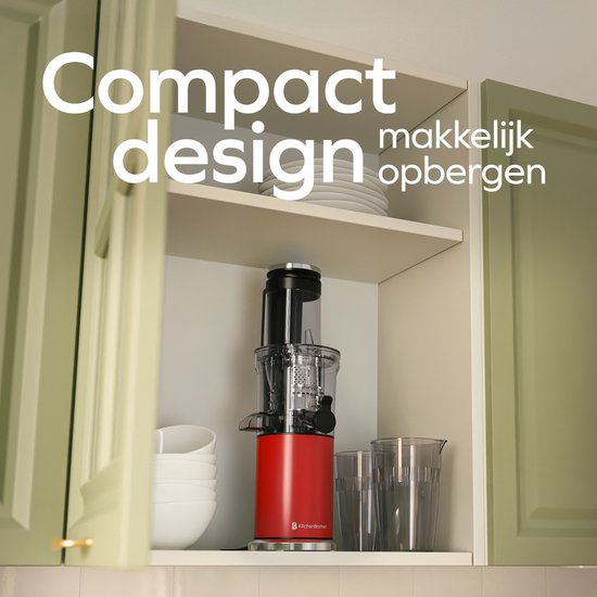 KitchenBrothers Slowjuicer - Verticaal - Juicer - Groenten en Fruitpers - 80 mm - 750 ml - Rood