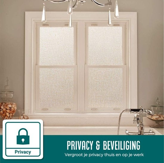 Homewell Raamfolie HR++ 45x300 - Isolerend & Zonwerend - Anti inkijk - Statisch - Linnenlook Koffie