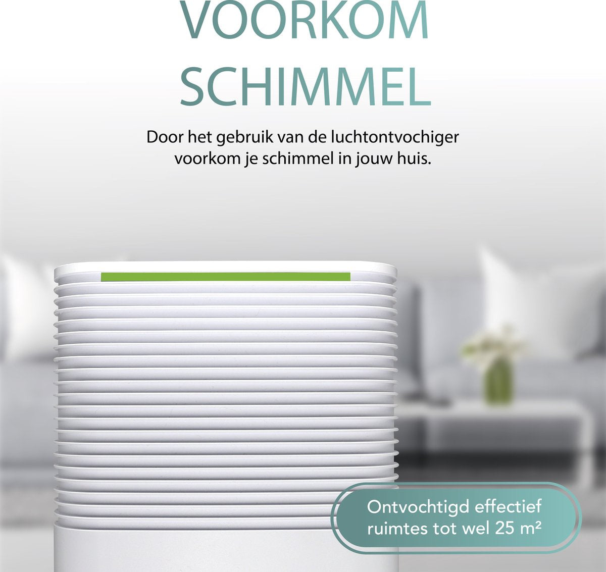 Aironex L012 Luchtontvochtiger - 2L Reservoir - Extreem Stil - 25 x 45 x 22 cm - Wit
