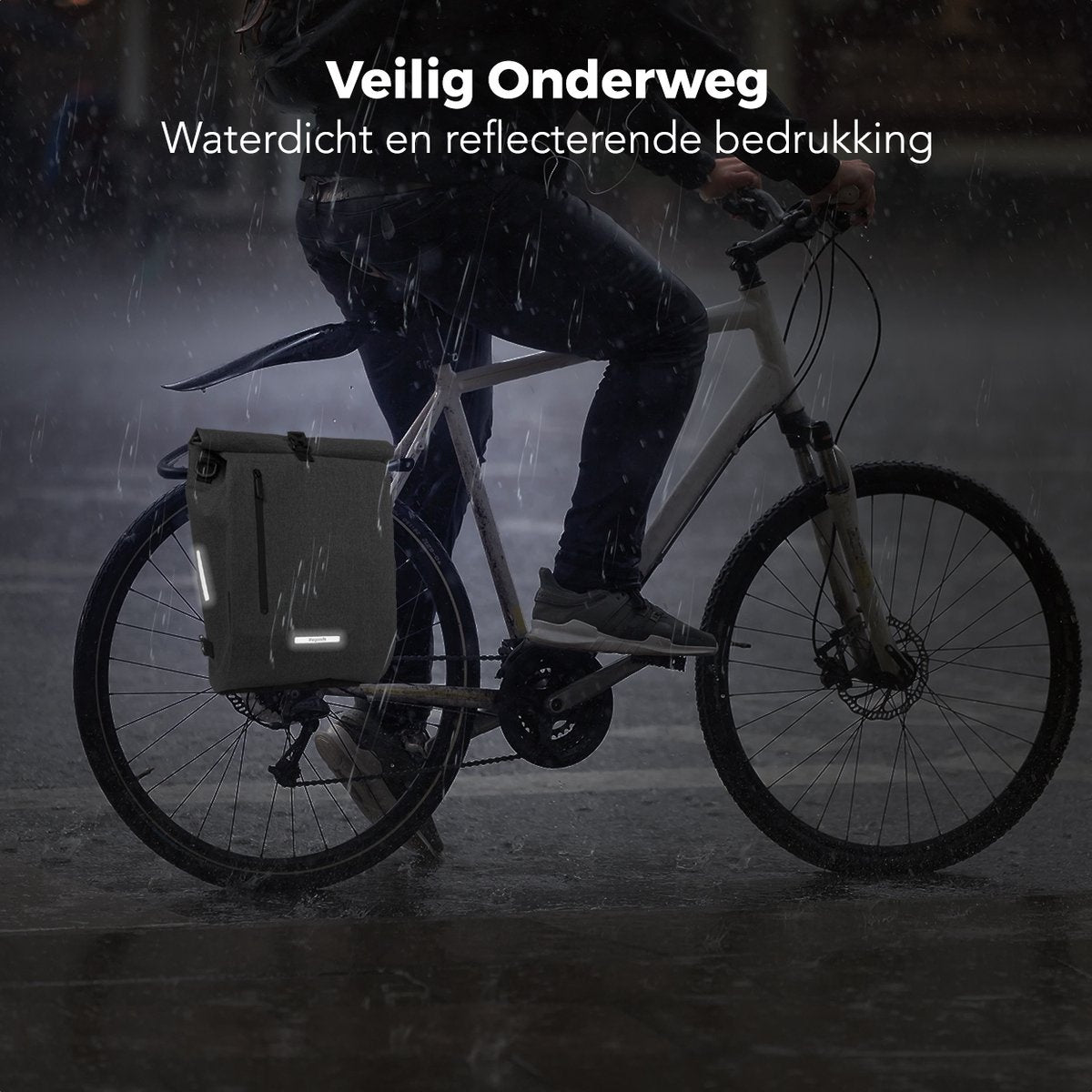 LifeGoods Enkele Fietstas - Compact - Schoudertas en Rugtas - 25L - Ronde Bagagedragers - Waterdicht - Grijs