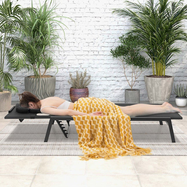Coast Sun Louner met gezichtsopeningstuinlounder met 5-voudig verstelbare rugleuning zwart