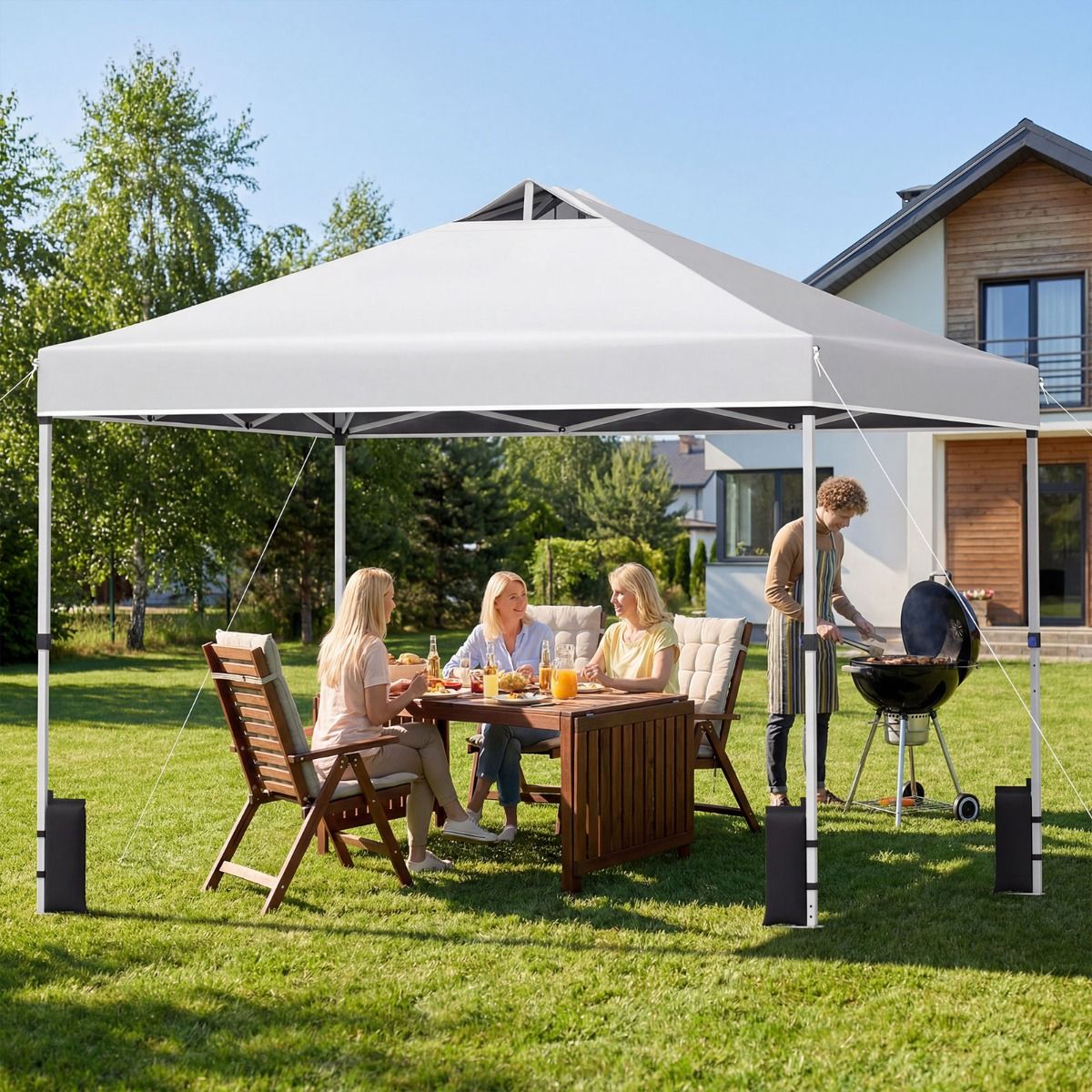 Coast Pop-up partytent - 3 x 3 m - met zandzakken, haringen en draagtas - wit