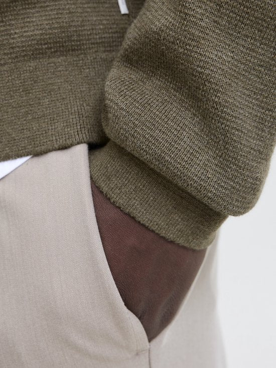 Jack & Jones Premium Gebreide Kwartrits Trui met Hoge Kraag - Ruime Fit - Maat XL