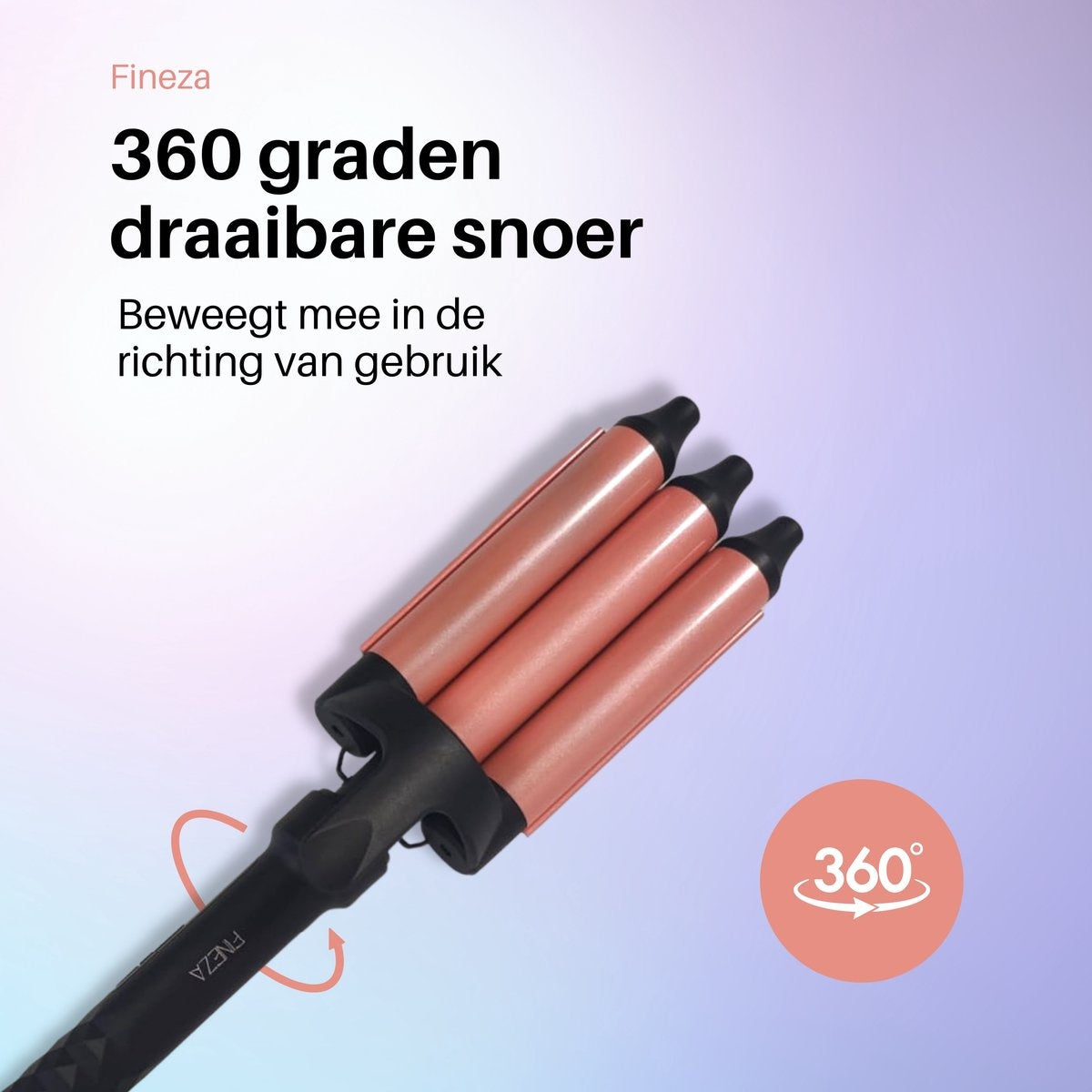 Fineza Wafeltang Haar - Krultang - Rosé Goud - Sint & Kerst Cadeau