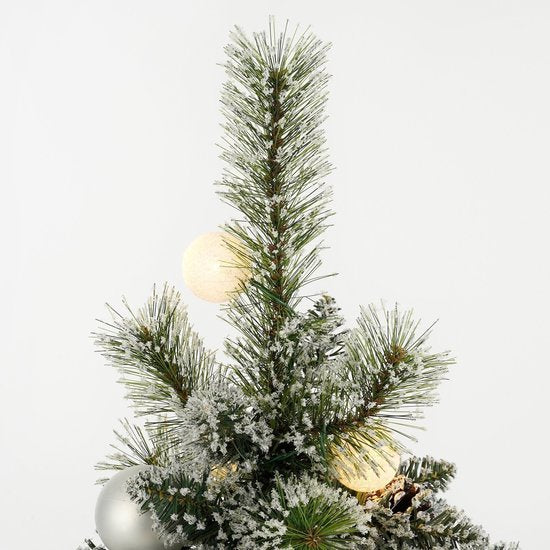 Black Box Trees Kaprun Kerstboom in Pot - Groen Frosted Zilver Warm Wit - op Batterij en met Timerfunctie - Hoogte 90cm